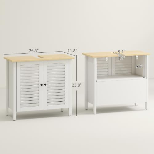 HOMCOM Under Sink Bathroom Storage Cabinet with Removable Shelf, White