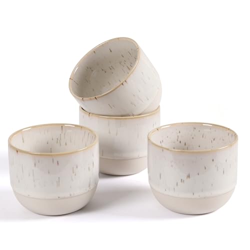 ZEBERBO Speckled Off-White Ceramic Espresso Cups Set of 4, 2.54 oz Double Walled Demitasse Mugs for Nespresso & Espresso Machines