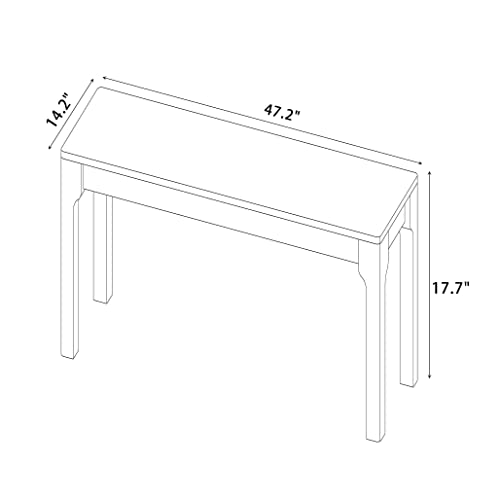 Solid Wood Dining Bench, 47-Inch White Entryway Bed End Stool
