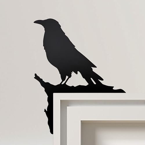 Raven Door Corner Statue, Gothic Norse Knotwork Metal Wall Decor
