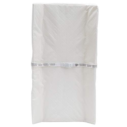 Contoured Changing Pad for Dresser with Waterproof Vinyl Cover and Safety Harness