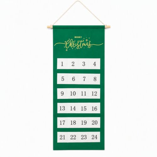 HDLJIAL Christmas Advent Calendar with 24 Pockets Wall Display