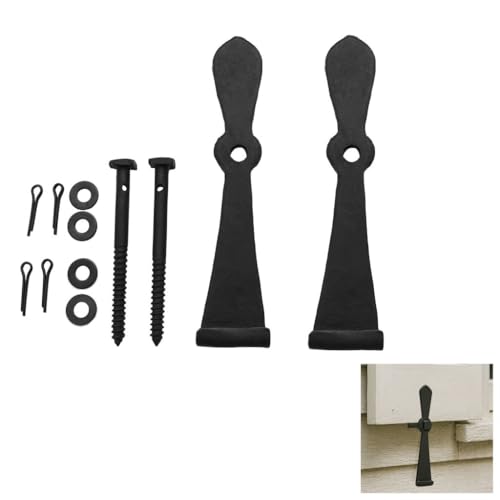 7-Inch Hand Forged Iron Shutter Dogs, Rustic Black Holdbacks Set of 2