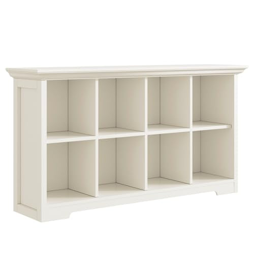 8-Cube Open Bookcase, 2-Tier Low Storage Cabinet with Curved Base
