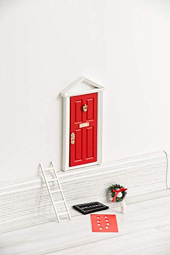 Red Wooden Christmas Elf Door Kit - Miniature Wall Decoration Set