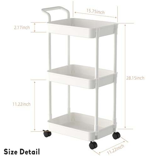 3-Tier Rolling Diaper Caddy Cart for Nursery Essentials and Storage