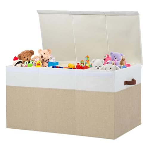 Extra Large Toy Storage Box with Lid & Dividers - Foldable Toy Organizer