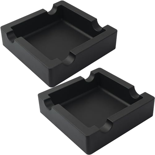 Unbreakable Silicone Cigar Ashtray - Large 4-Rest Outdoor Patio Tray, 2 Pack