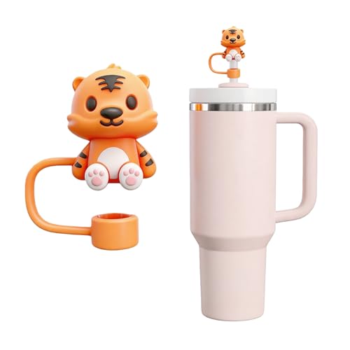 Silicone Straw Cover for Stanley Tumbler 30oz & 40oz - Tiger Shape Topper