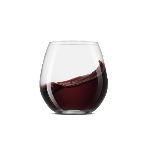 Stemless Wine Glasses - 15 Ounce Shatter-Resistant Set of 4