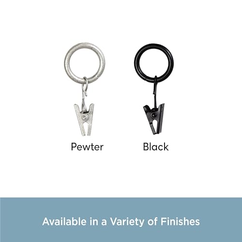 Small Curtain Clip Rings for 1/2-Inch Rods, 14-Pack, Black Metal