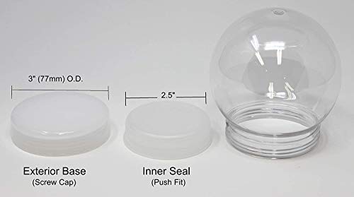 DIY Snow Globe Kit - 100mm Clear Plastic Fillable Water Globes (6 Pack)