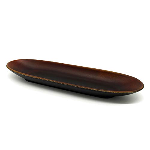Rustic Oval Wooden Decorative Plate 16-Inch Antique Finish Candle Tray