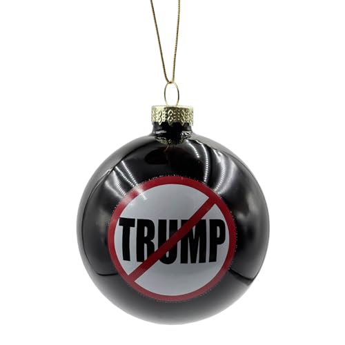 Anti-Authoritarian Political Humor Christmas Ornament, Glass Blown Black Ball Tree Decor, Liberal Voter & Midterm Election Gift