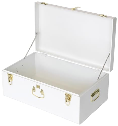 Decorative Metal Storage Trunk Set with Handles, 2-Piece Nesting Chest