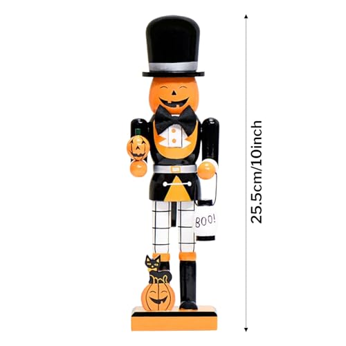 10-Inch Halloween Wooden Nutcracker Figurine - Spooky Tabletop Decor