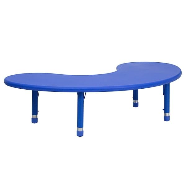 Adjustable Height Kids Activity Table, Half-Moon Blue Plastic Table