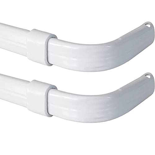 Heavy Duty Lock Seam Curtain Rod, 28-48 Inch Adjustable, White (2 Pack)