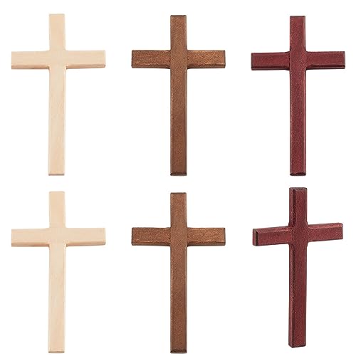 6PCS Wooden Prayer Cross Set Handheld Christian Crosses for Worship & Meditation