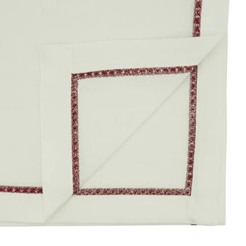 Burgundy Embroidered Border Table Runner 16x90 Inches for Dining & Decor