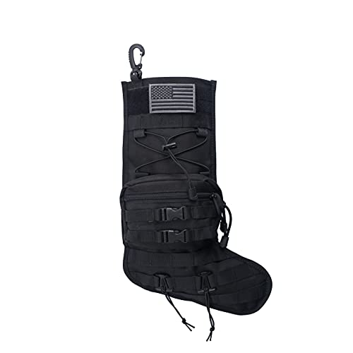 Tactical Christmas Stocking with MOLLE Webbing, Zip Pocket & Flag Patch