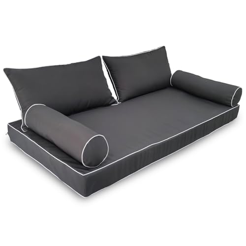 Twin Outdoor Daybed Mattress Cover - Water-Resistant Olefin Slipcover (75x39x6")