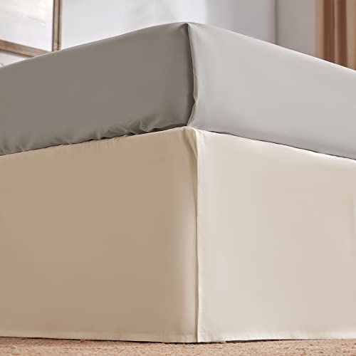 King Size Pleated Bed Skirt - 15 Inch Drop Tailored Easy Fit Bedskirt