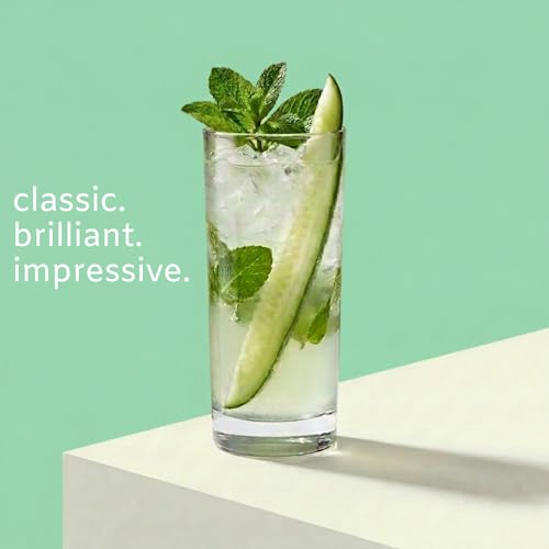 Godinger Italian-Made Tall Highball Glasses Set of 4 - 14oz Drinking Glassware