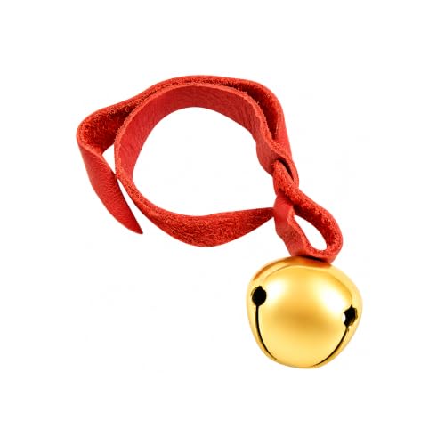 Believe Brass Sleigh Bell Ornament with Red Leather Cord