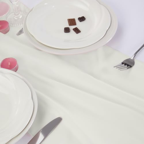 Peomeise 12 Pack Ivory Chiffon Table Runners 14 x 108 Inches for Wedding & Party Decor