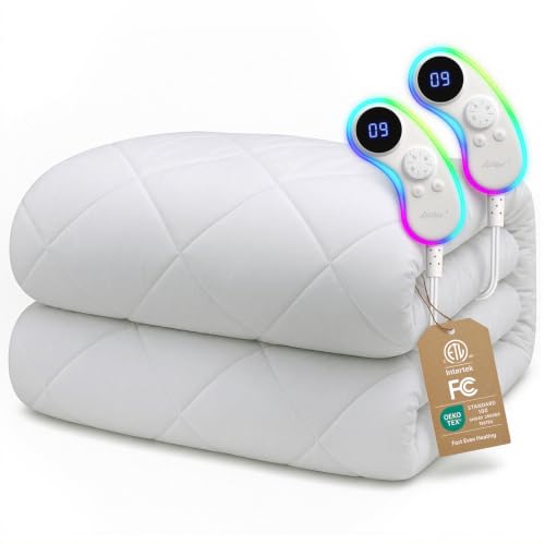 Heated Mattress Pad Queen - Fast Heating, Dual Control & Plush Comfort