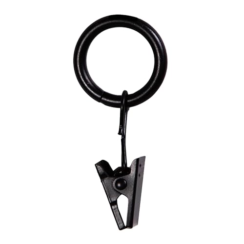 Small Curtain Clip Rings for 1/2-Inch Rods, 14-Pack, Black Metal