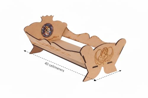 40 CM Handcrafted Wooden Nativity Scene Manger - Religious Christmas Decor