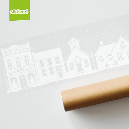 94 Inch Extra Large Christmas Village Window Clings - Reusable Holiday Scene Decals