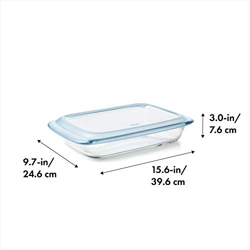 3 Qt Glass Baking Dish with Lid - 9x13 Oven Safe Borosilicate Pan