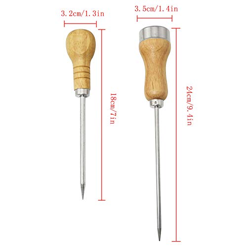 Stainless Steel Ice Picks Set with Wooden Handles - 2 Pack for Bar & Kitchen