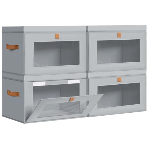 Fabric Storage Bins with Lids 4-Pack Large Closet Organizer Boxes