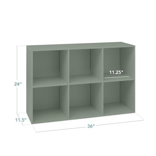 6-Cube Storage Organizer Bookshelf with Customizable Back Panels - Sage