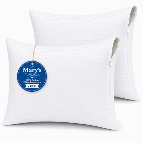Waterproof Pillow Protectors, Standard Size 20x26, Set of 2, Hypoallergenic