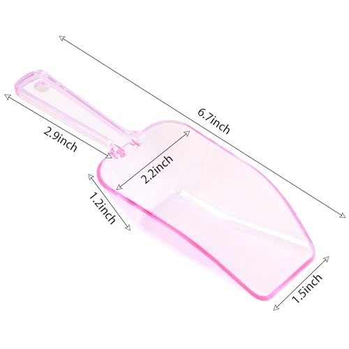 Hmxpls 12Pcs Clear Pink Plastic Ice Tongs & Scoops Set for Food & Candy Buffets