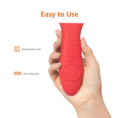 Heat-Resistant Silicone Pot Handle Cover, Non-Slip Skillet Grip, Red