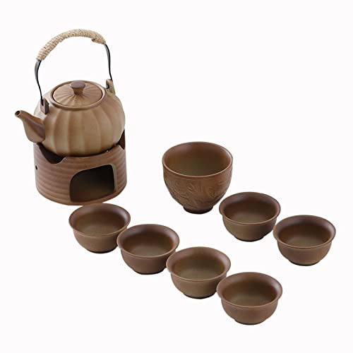 Lifting Beam Coarse Pottery Tea Set with Teapot Stove & Cups Gift Box