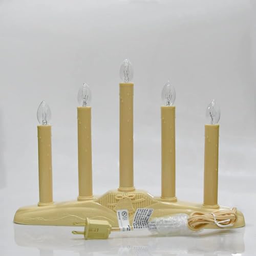 Doratale 5-Light Ivory Electric Christmas Window Candle Lamp with 6 C7 Bulbs - 3 Feet Cord, Holiday Decor