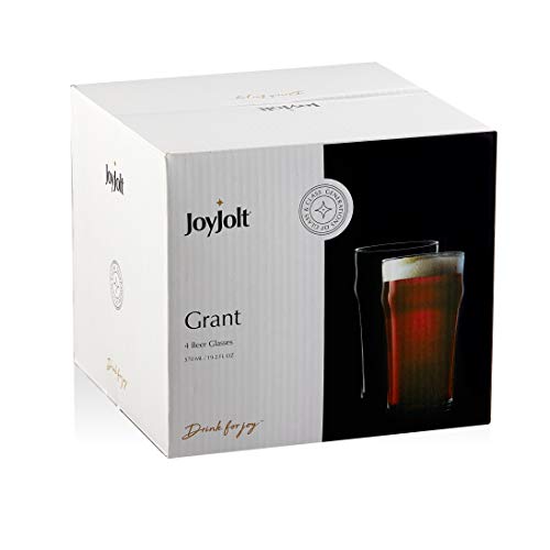 19oz Beer Pint Glasses - Set of 4 Heavy-Duty Pub Style Drinking Glasses
