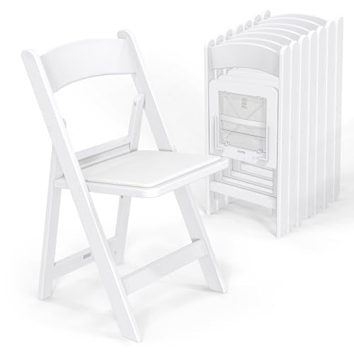 8-Pack Resin Folding Chairs with Padded Seats for Indoor and Outdoor Events