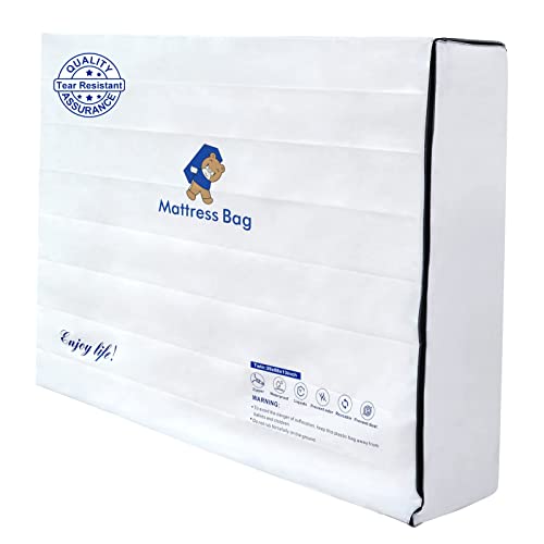 Twin Size Mattress Bag - 6 Mil Waterproof Zippered Cover for Moving