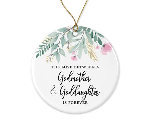 Christmas Religious Ornament - Whimsical Godmother & Goddaughter Ceramic Keepsake - Printed on Both Sides