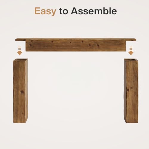 63-Inch Solid Wood Console Table, Rustic Farmhouse Sofa Entryway Table