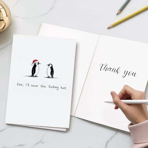 Funny Penguin Christmas Card with Envelope - Hilarious Holiday Greeting for Adults