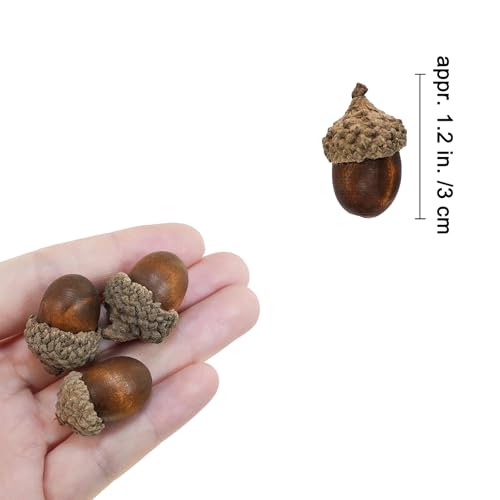 100 Pcs Realistic Artificial Brown Acorns for Fall Decorations